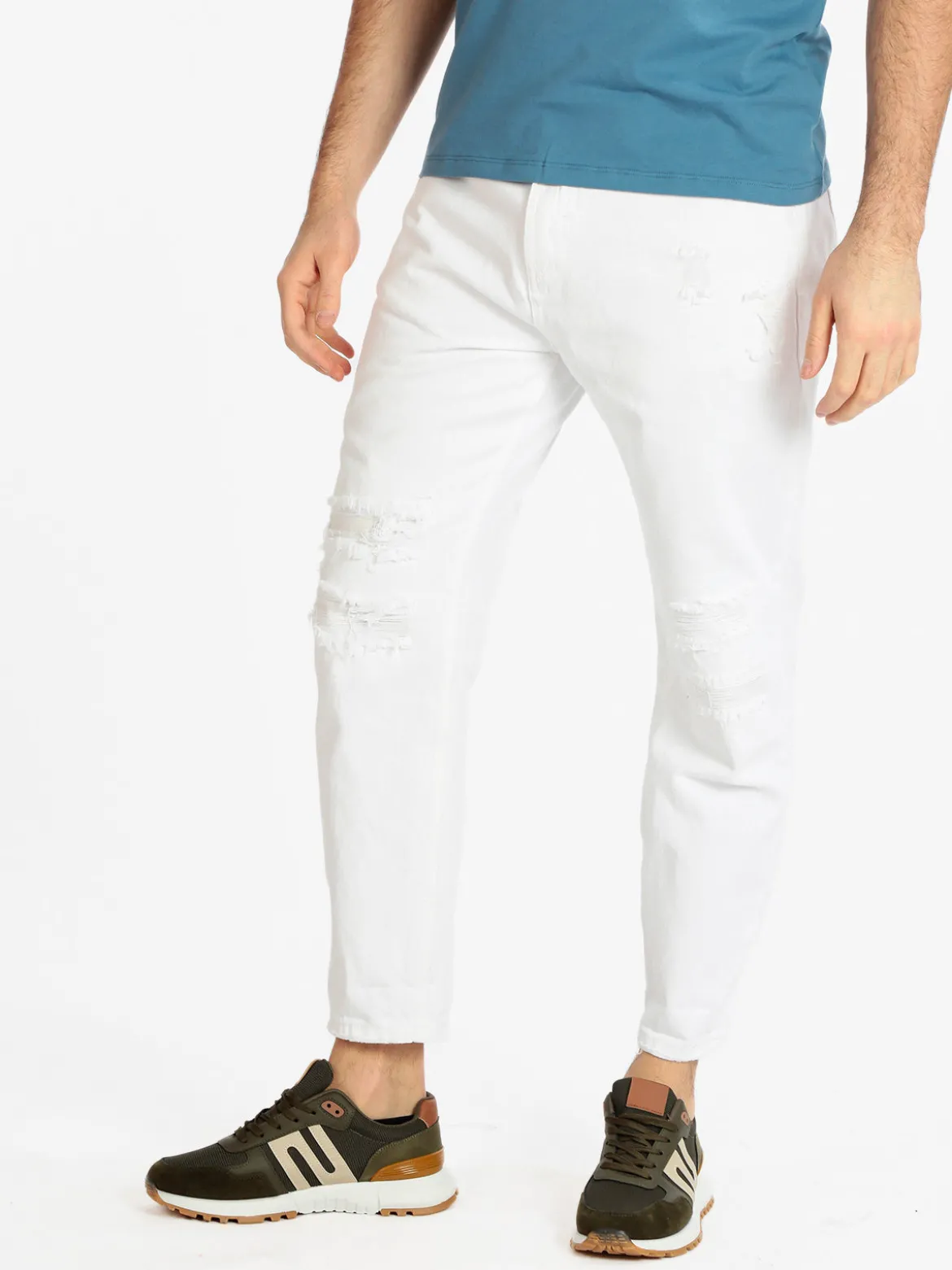 Frankie Malone Pantaloni cropped uomo con strappi