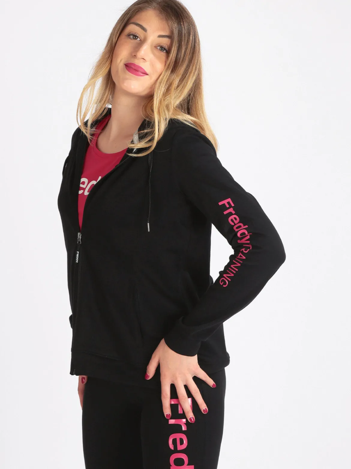 Freddy Felpa donna con cappuccio e zip in cotone