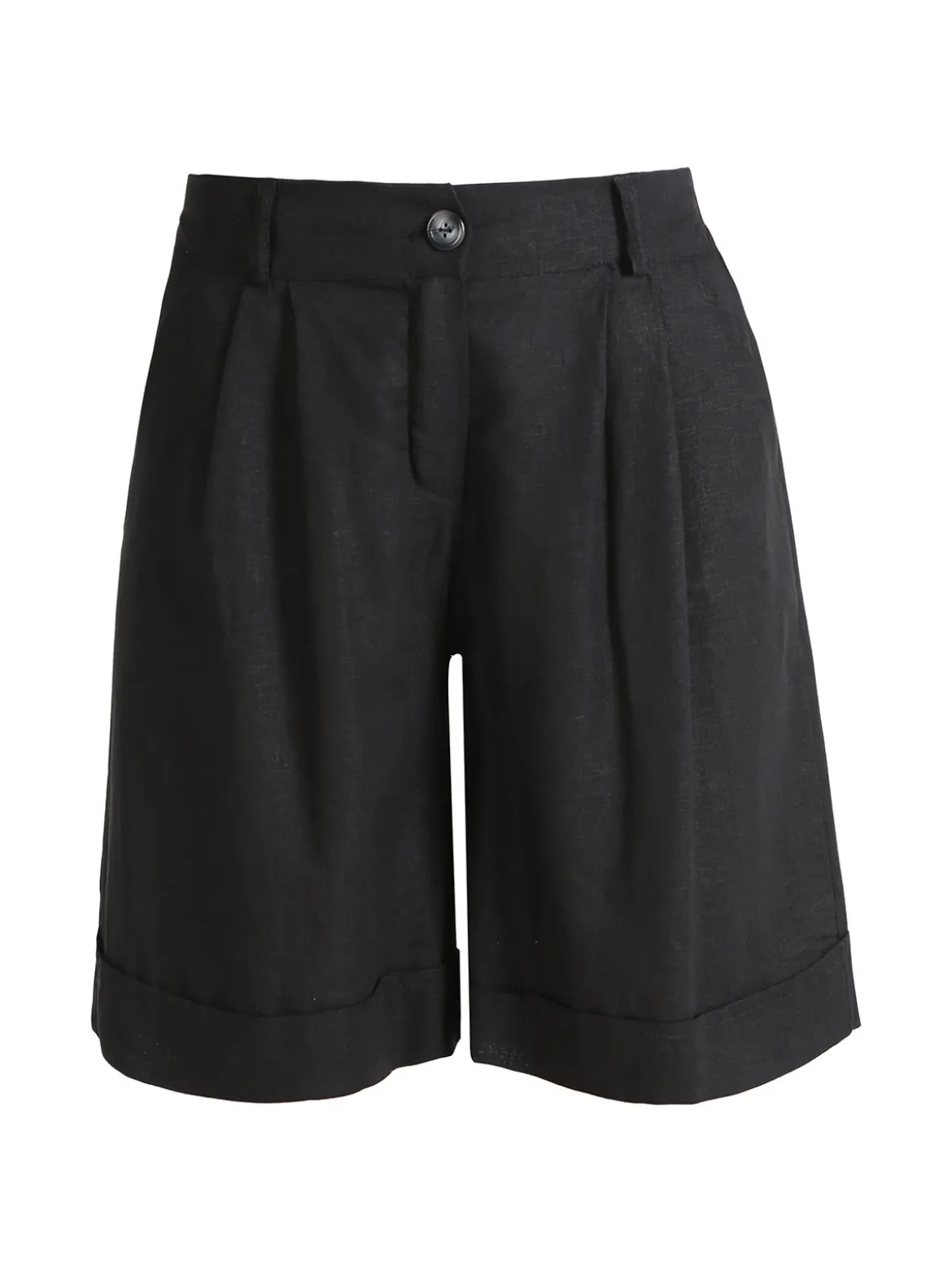 Frenetika Bermuda donna in misto lino con risvolto