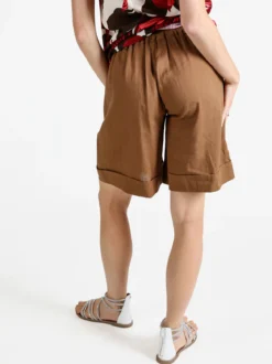 Frenetika Bermuda donna in misto lino con risvolto