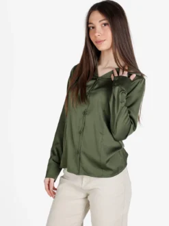 Frenetika Camicia donna effetto seta a maniche lunghe