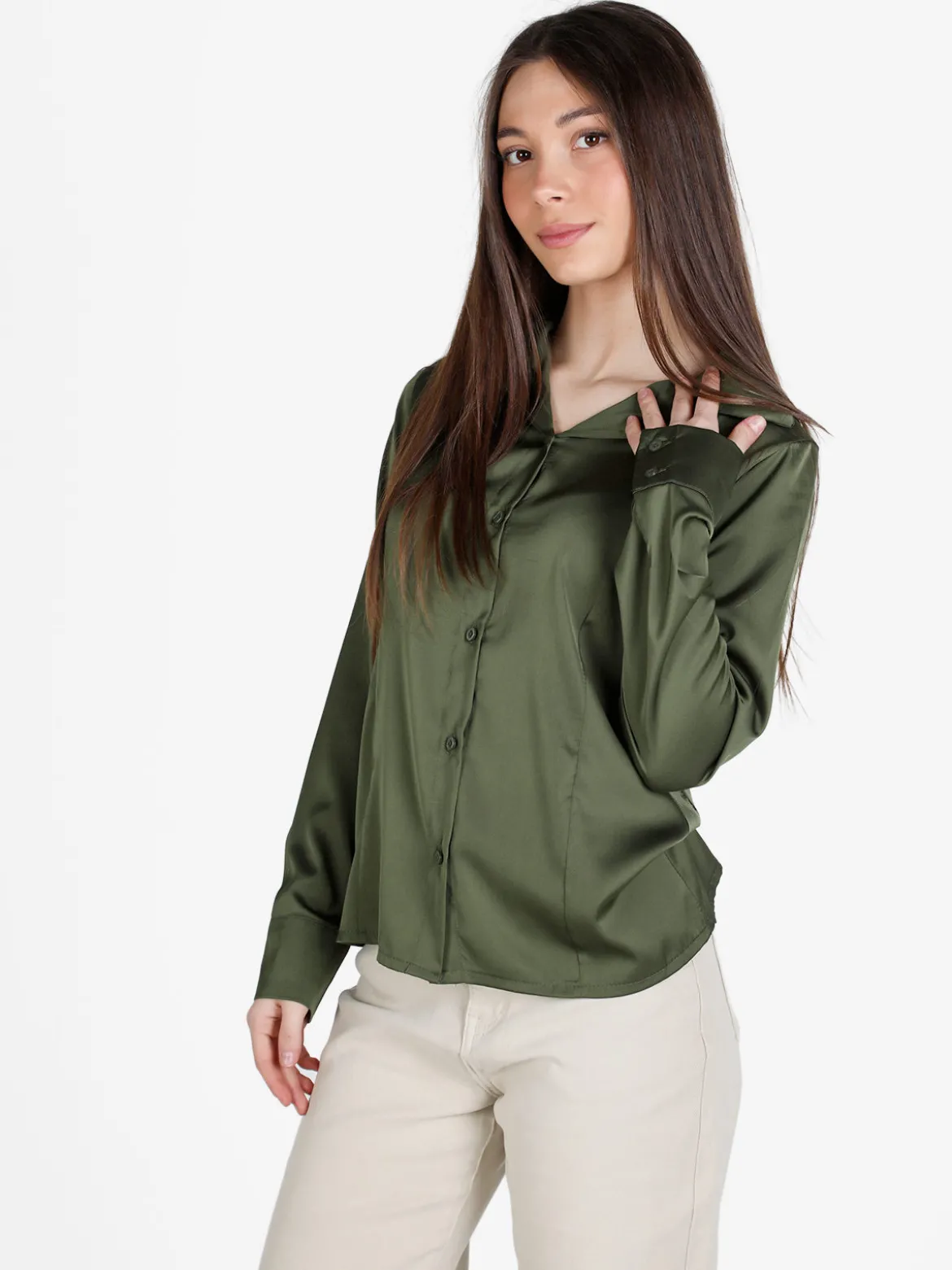 Frenetika Camicia donna effetto seta a maniche lunghe
