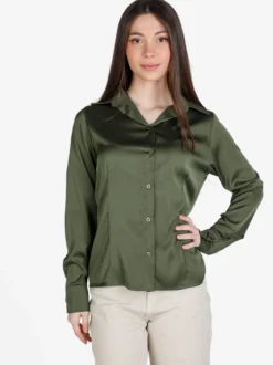Frenetika Camicia donna effetto seta a maniche lunghe
