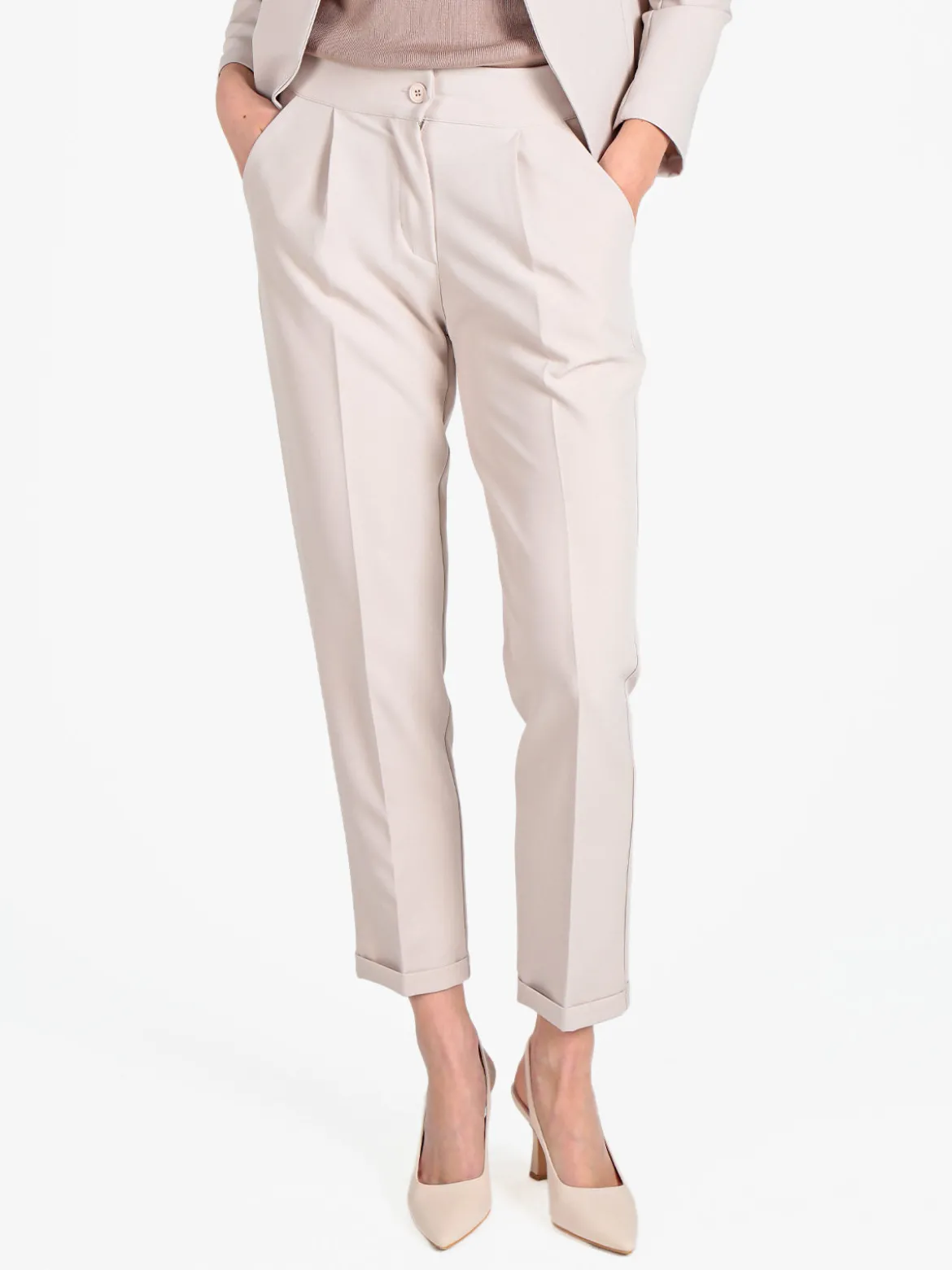 Frenetika Pantaloni classici da donna con risvolto