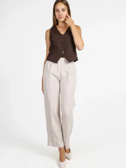 Frenetika Pantaloni donna classici a gamba larga - beige