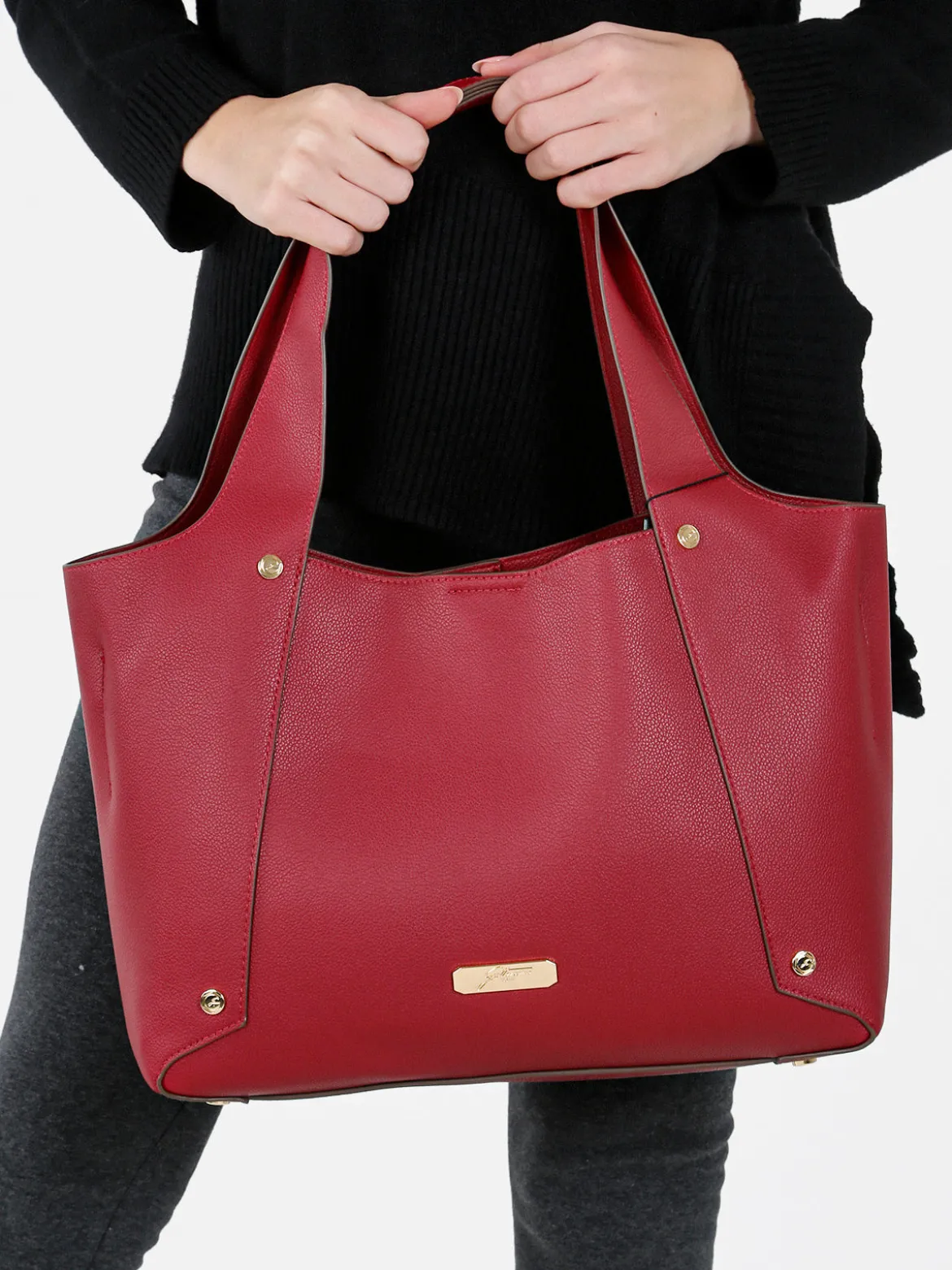 Gattinoni Borsa donna in ecopelle con doppi manici - rosso