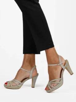 Gavi Sandali donna glitter con tacco e plateau