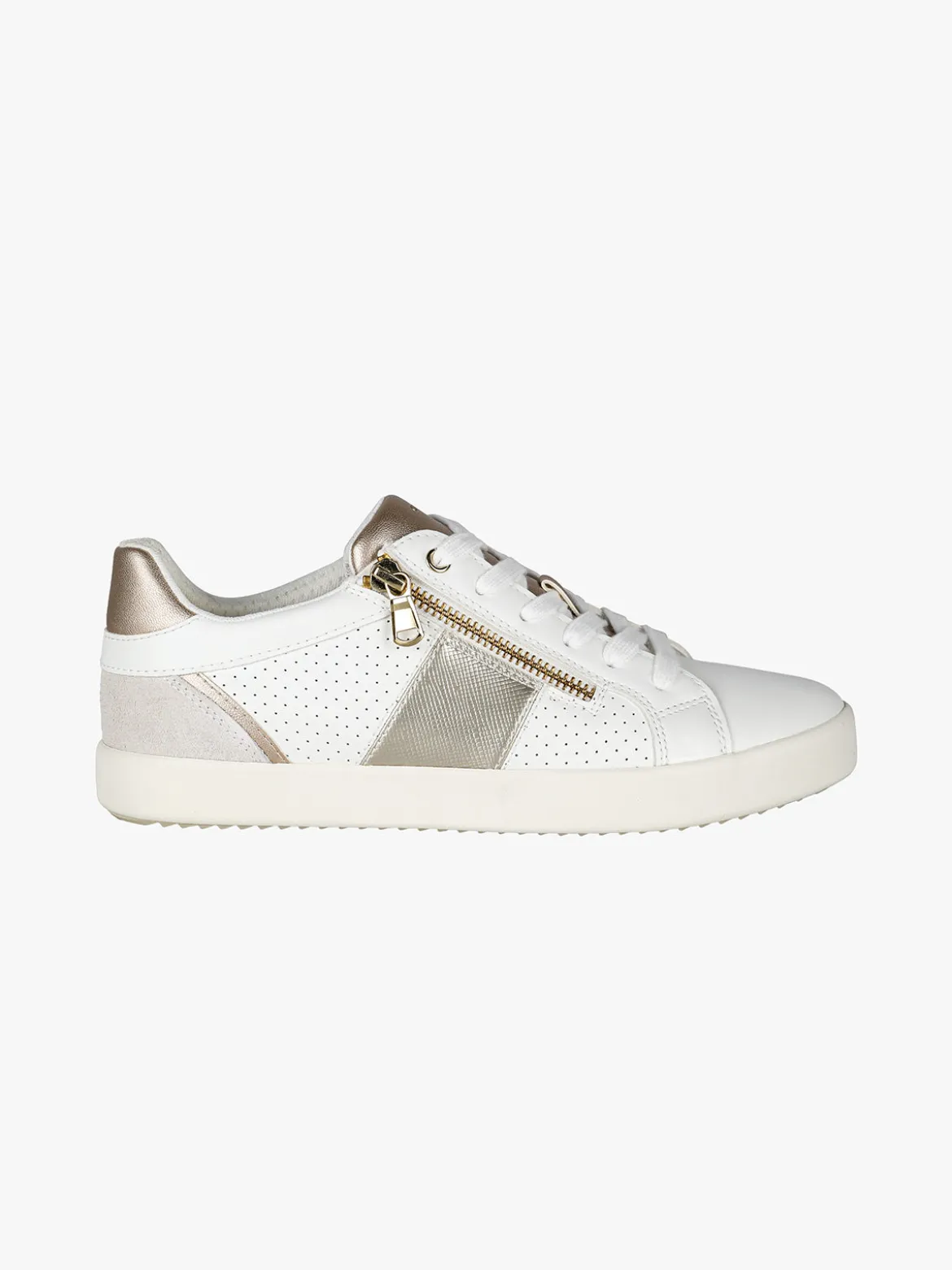 Geox D BLOMIEE Sneakers donna in pelle con lacci e zip