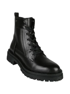 Geox D IRIDEA C Anfibi donna in pelle con lacci e zip - nero