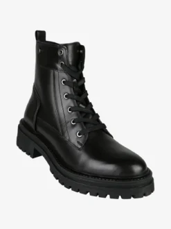Geox D IRIDEA C Anfibi donna in pelle con lacci e zip - nero