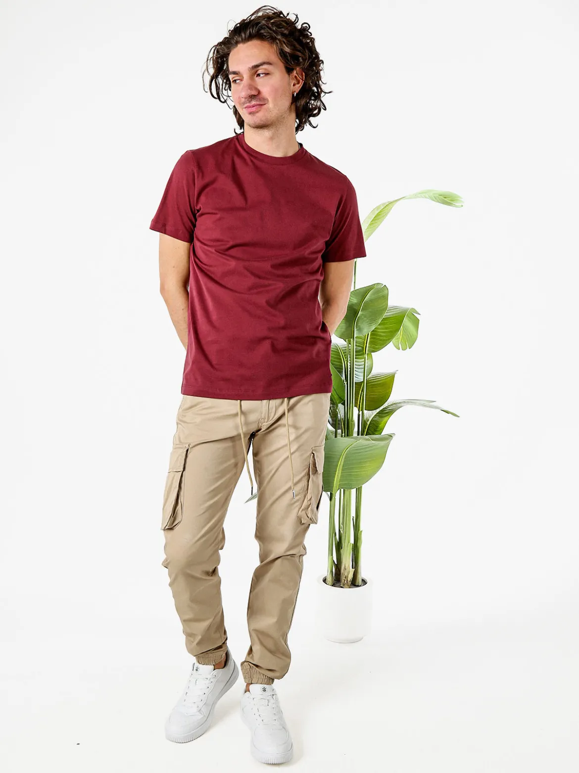 Geox T-shirt girocollo da uomo in cotone - bordeaux