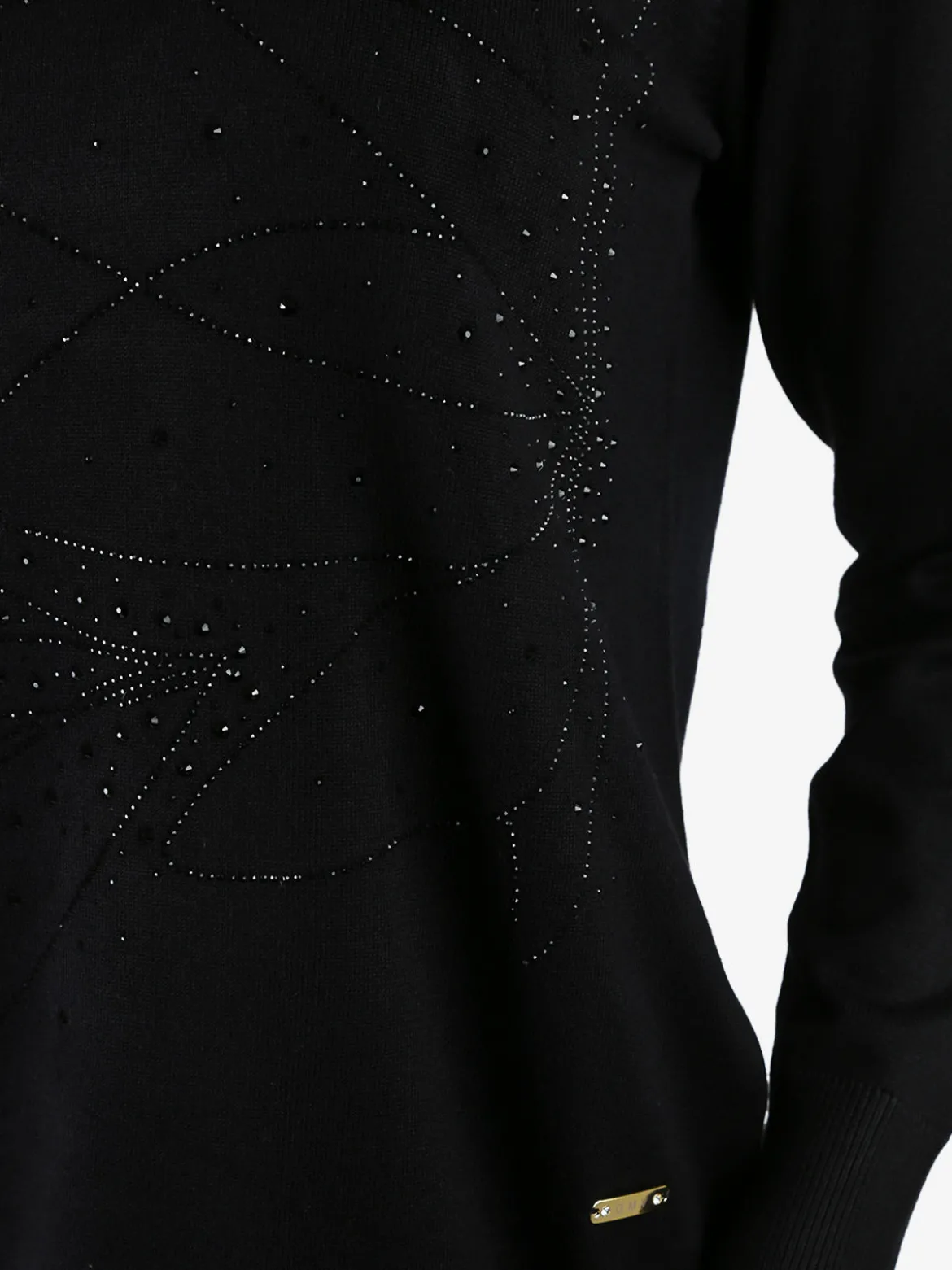 Gian Marco Venturi Maglia donna girocollo con strass e spacchi laterali - nero