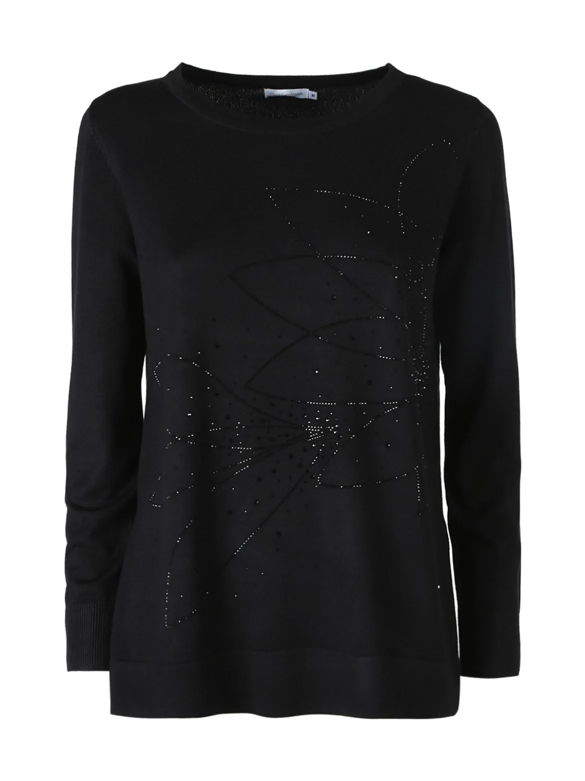 Gian Marco Venturi Maglia donna girocollo con strass e spacchi laterali - nero