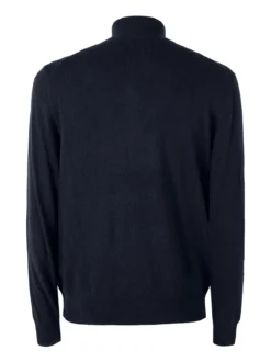 Gian Marco Venturi Maglione da uomo mezza zip in misto lana e cashmere - blu scuro