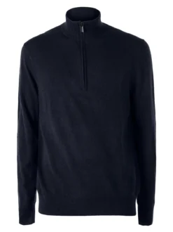 Gian Marco Venturi Maglione da uomo mezza zip in misto lana e cashmere - blu scuro