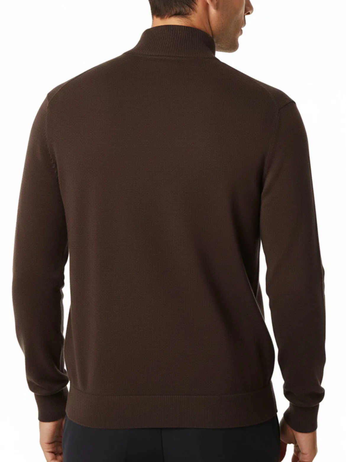 Gian Marco Venturi Maglione da uomo mezza zip in misto lana e cashmere - marrone