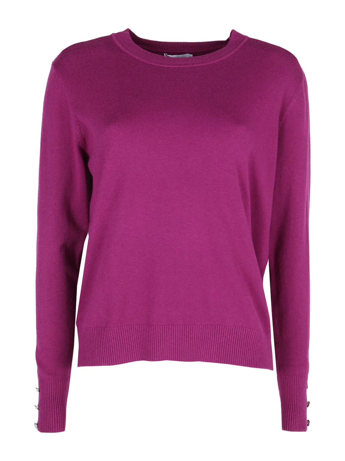 Gian Marco Venturi Pullover girocollo in maglia da donna con bottoni gioiello sui polsini