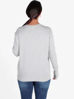 Gian Marco Venturi Pullover girocollo in maglia da donna con bottoni gioiello sui polsini
