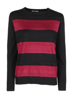 Gian Marco Venturi Pullover in maglia da donna a blocchi di colore con strass