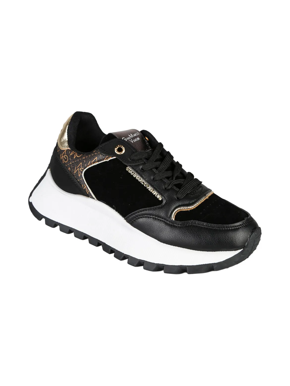 Gian Marco Venturi Sneakers donna stringate con platform - nero