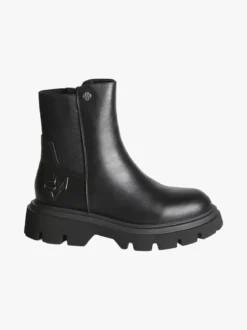 Gian Marco Venturi Stivaletti donna chunky in ecopelle con dettaglio in tessuto - nero