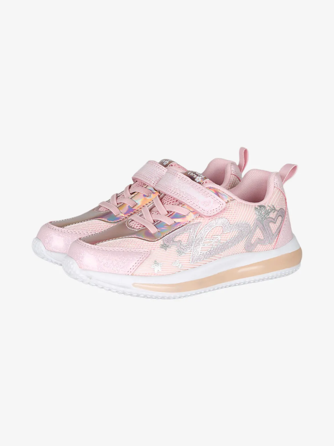 Giardino D'Oro Sneakers da ragazza con luci e cinturino a strappo - rosa