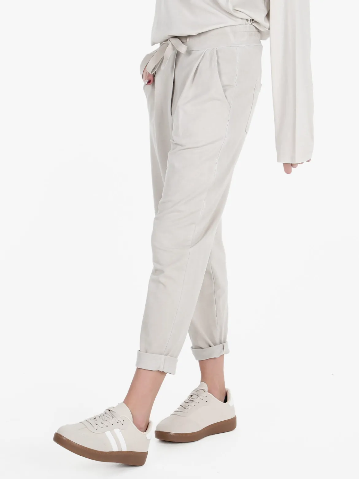 Gioya Pantaloni jogger da donna in cotone con coulisse
