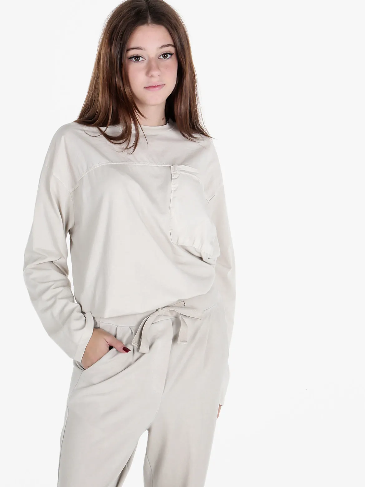 Gioya T-shirt donna oversize a maniche lunghe in cotone