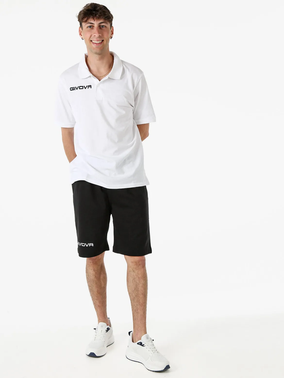 Givova Bermuda sportivi da uomo in felpa con coulisse - nero