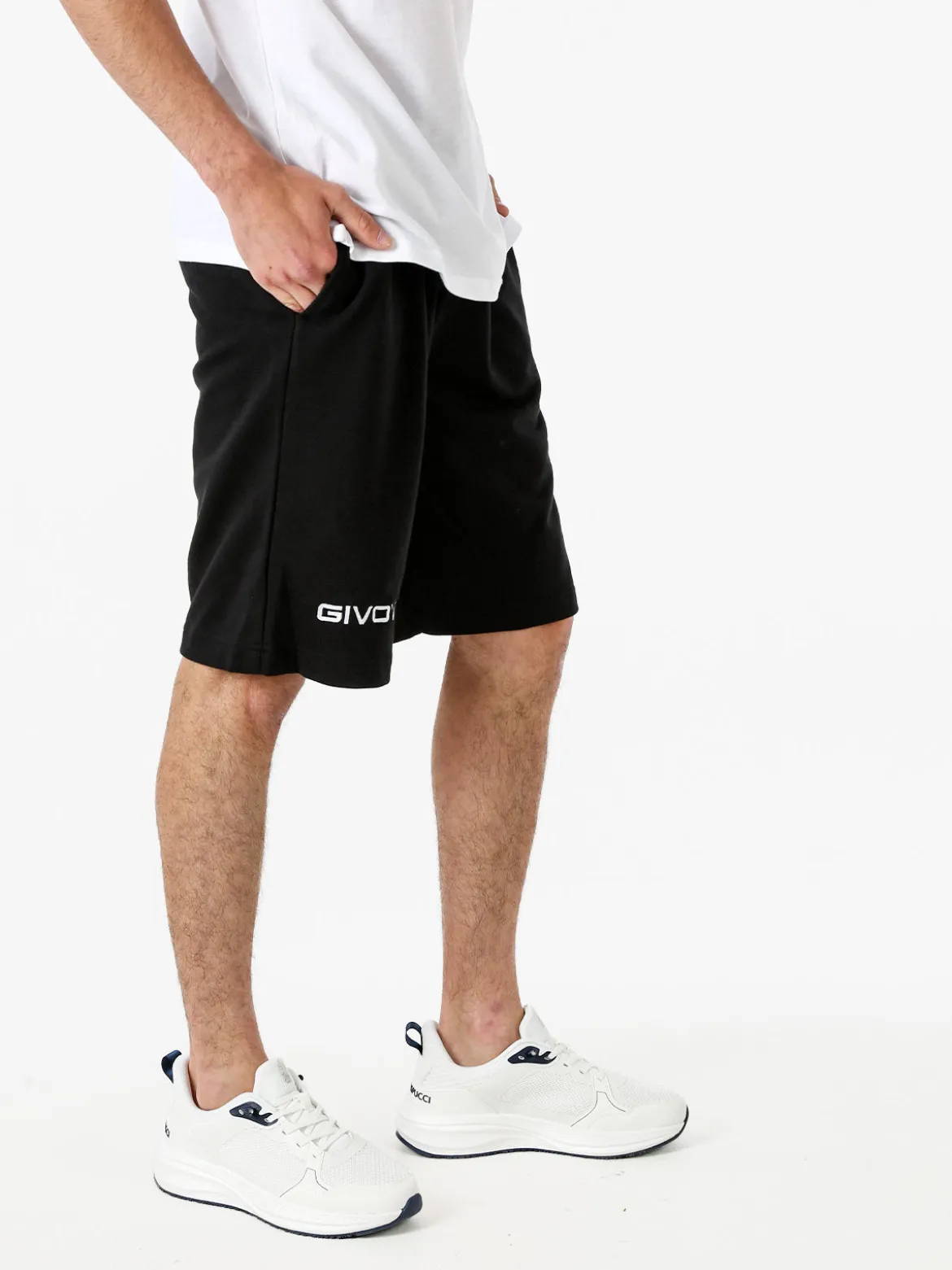 Givova Bermuda sportivi da uomo in felpa con coulisse - nero