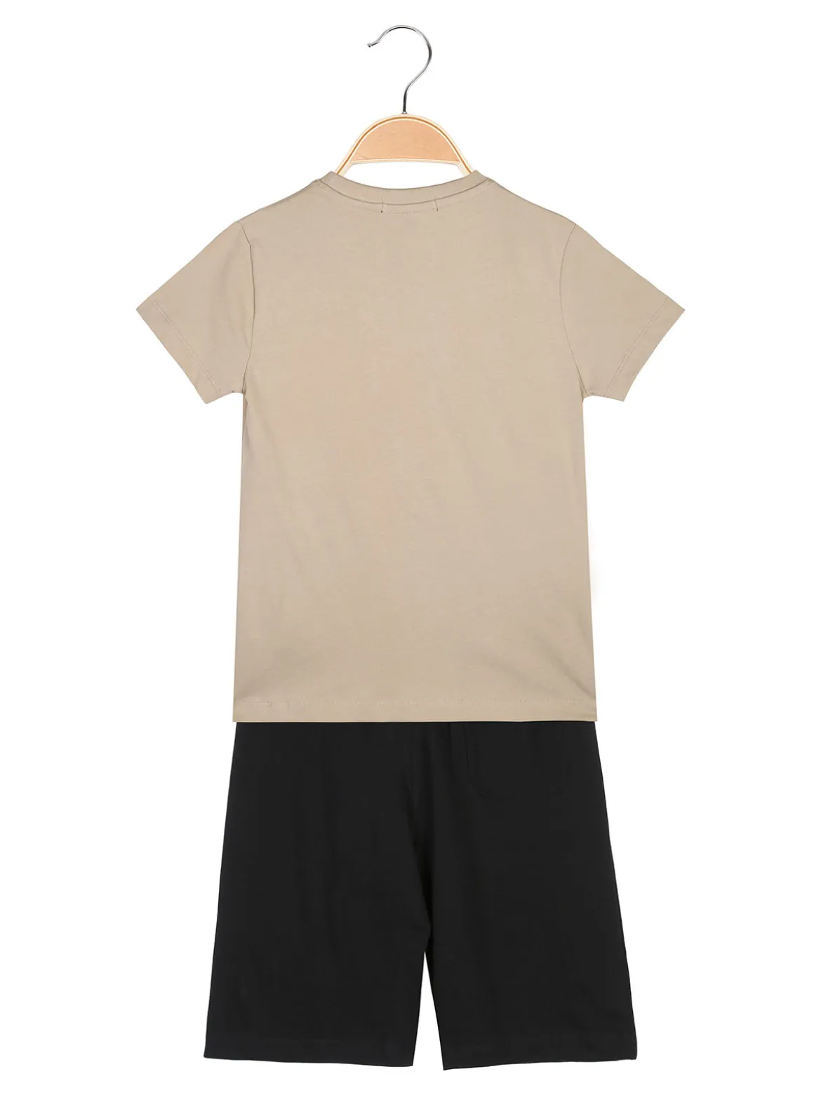 Givova Completo corto da bambino in cotone con t-shirt orsacchiotto e bermuda - sabbia