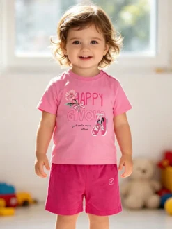Givova Completo corto da neonata con t-shirt e shorts - rosa