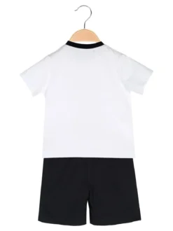 Givova Completo corto da neonato in cotone con t-shirt orsacchiotto e shorts - bianco