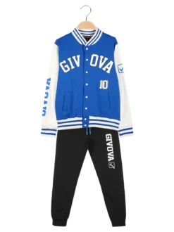 Givova Completo felpa college da bambino 2 pezzi con bottoni - blu