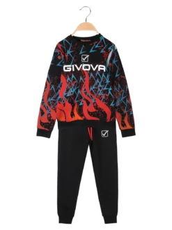 Givova Completo tuta 2 pezzi girocollo da bambino con logo - nero