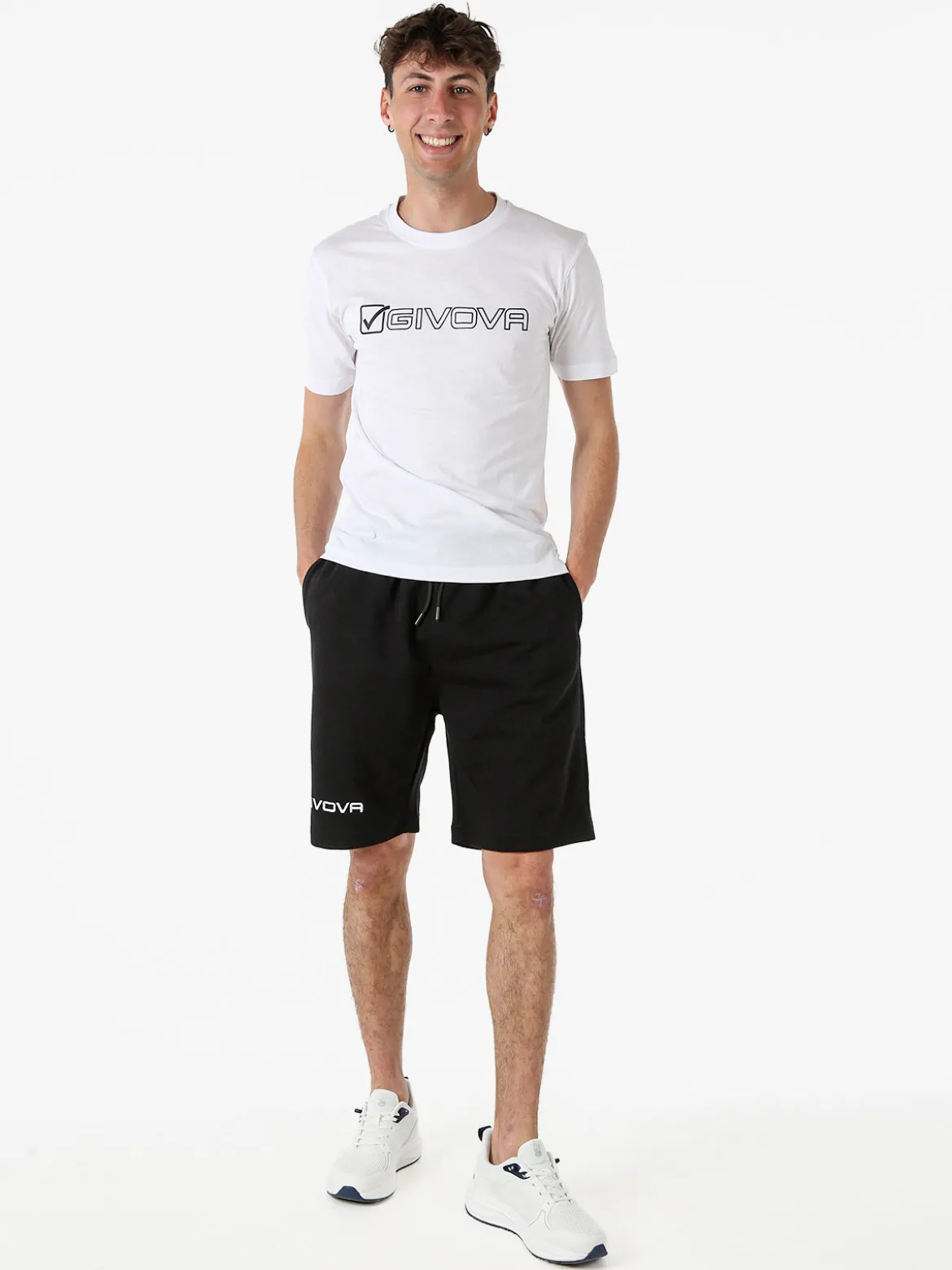 Givova T-shirt da uomo in cotone con logo - bianco