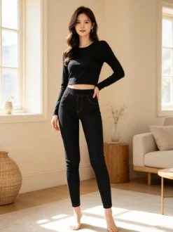Gladys Jeggings donna con interno felpato - nero