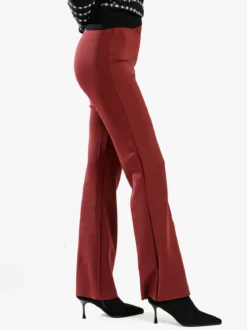 Gladys Leggings donna a gamba larga con finale in taglio vivo - bordeaux