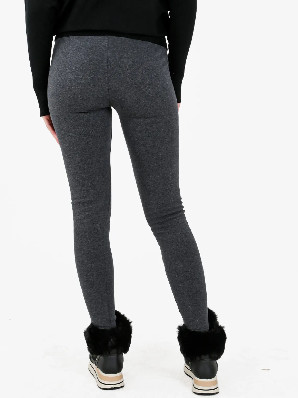 Gladys Leggings donna con interno di pelo - grigio scuro