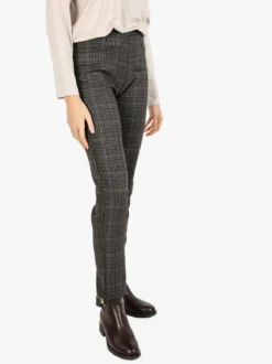 Gladys Leggings donna pied de poule con interno in pile - marrone
