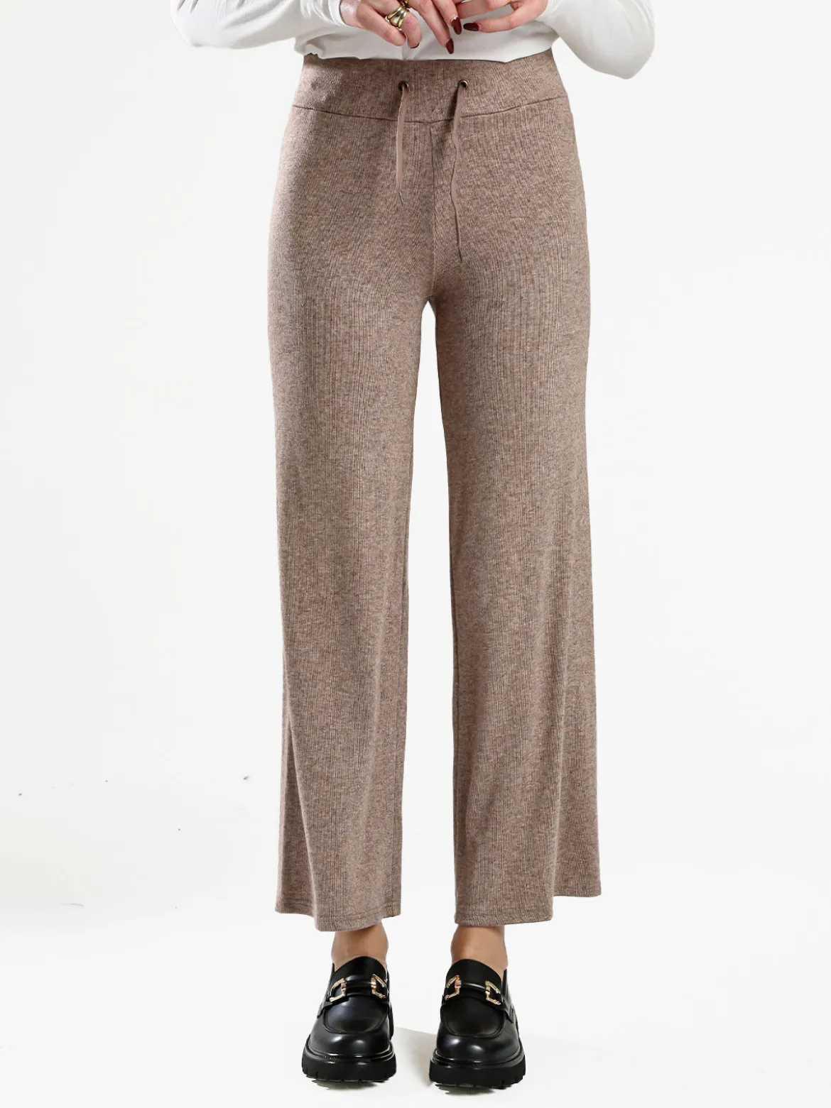 Gladys Pantaloni donna a gamba larga con coulisse - cammello