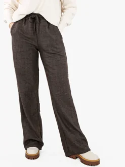 Gladys Pantaloni donna a gamba larga con interno in pile - marrone