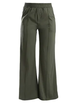 Gladys Pantaloni donna a gamba larga con interno in pile - oliva