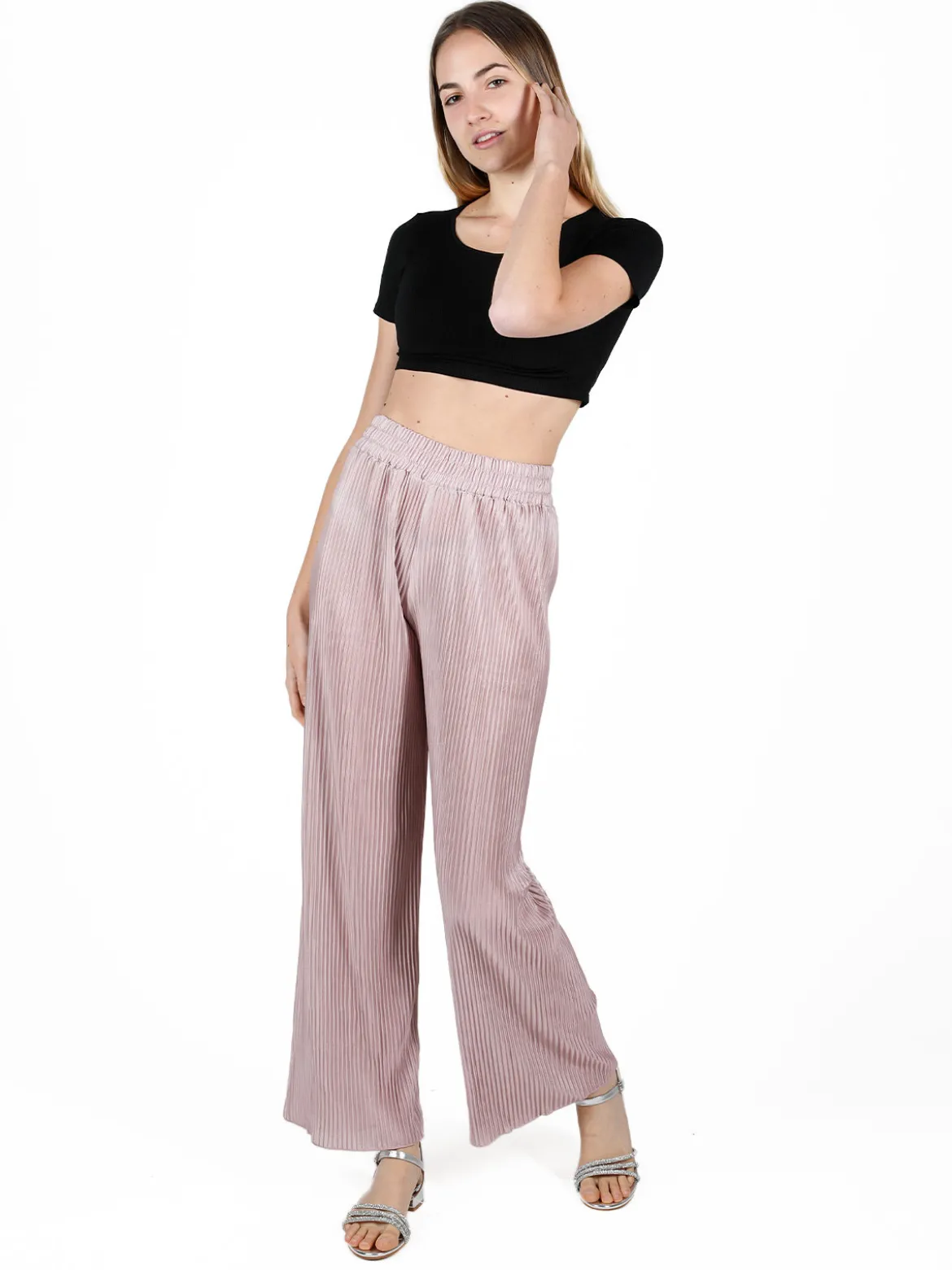 Gladys Pantaloni donna leggeri a palazzo plissettati