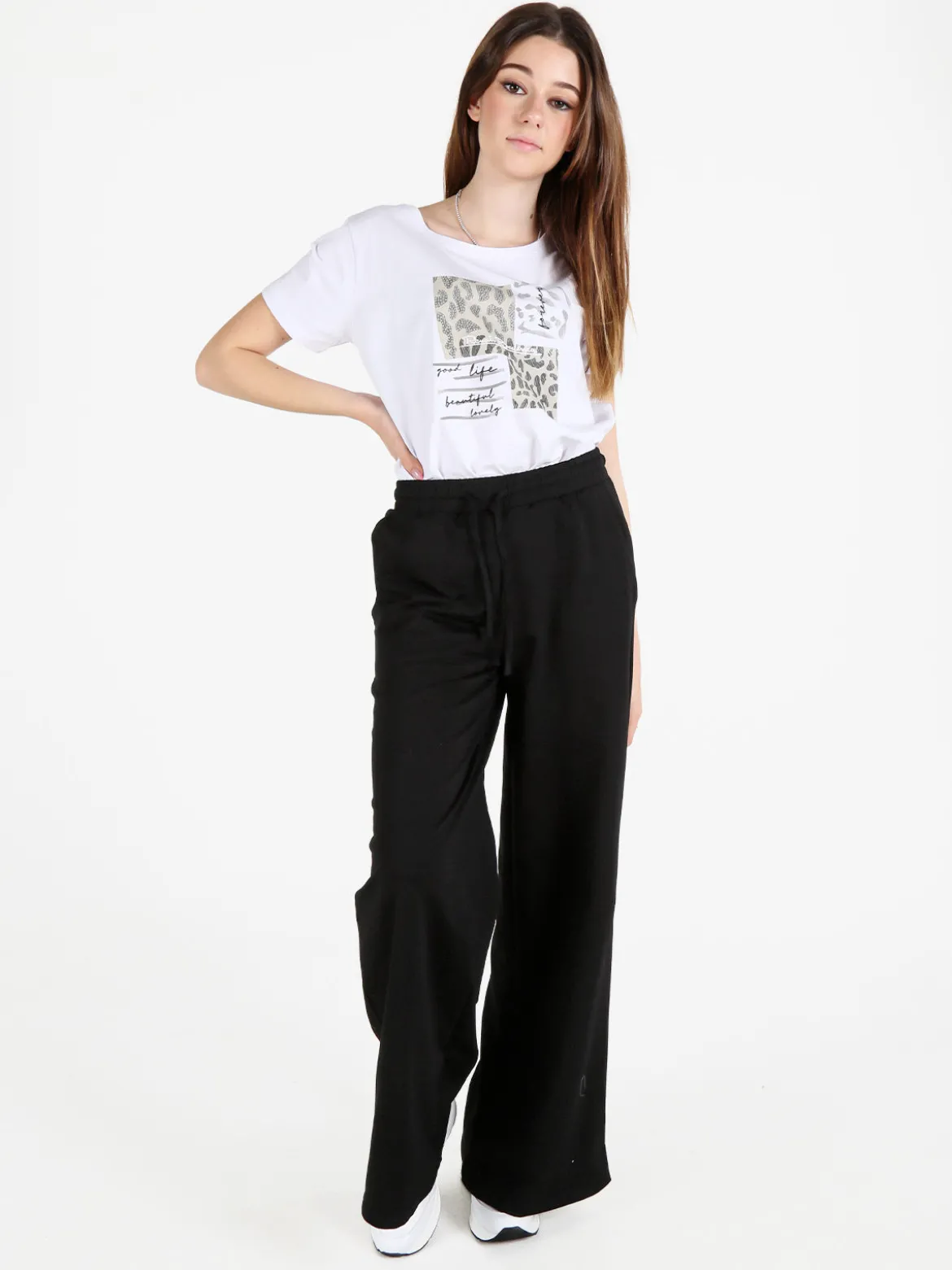 Gladys Pantaloni sportivi da donna a gamba larga con coulisse