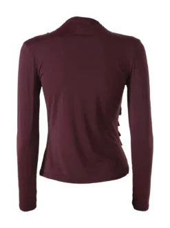 Gondola Blu Maglia donna accollata a maniche lunghe con drappeggio laterale - bordeaux