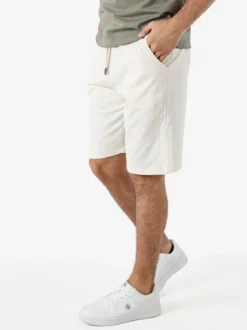 Guy Bermuda da uomo in felpa con coulisse - panna