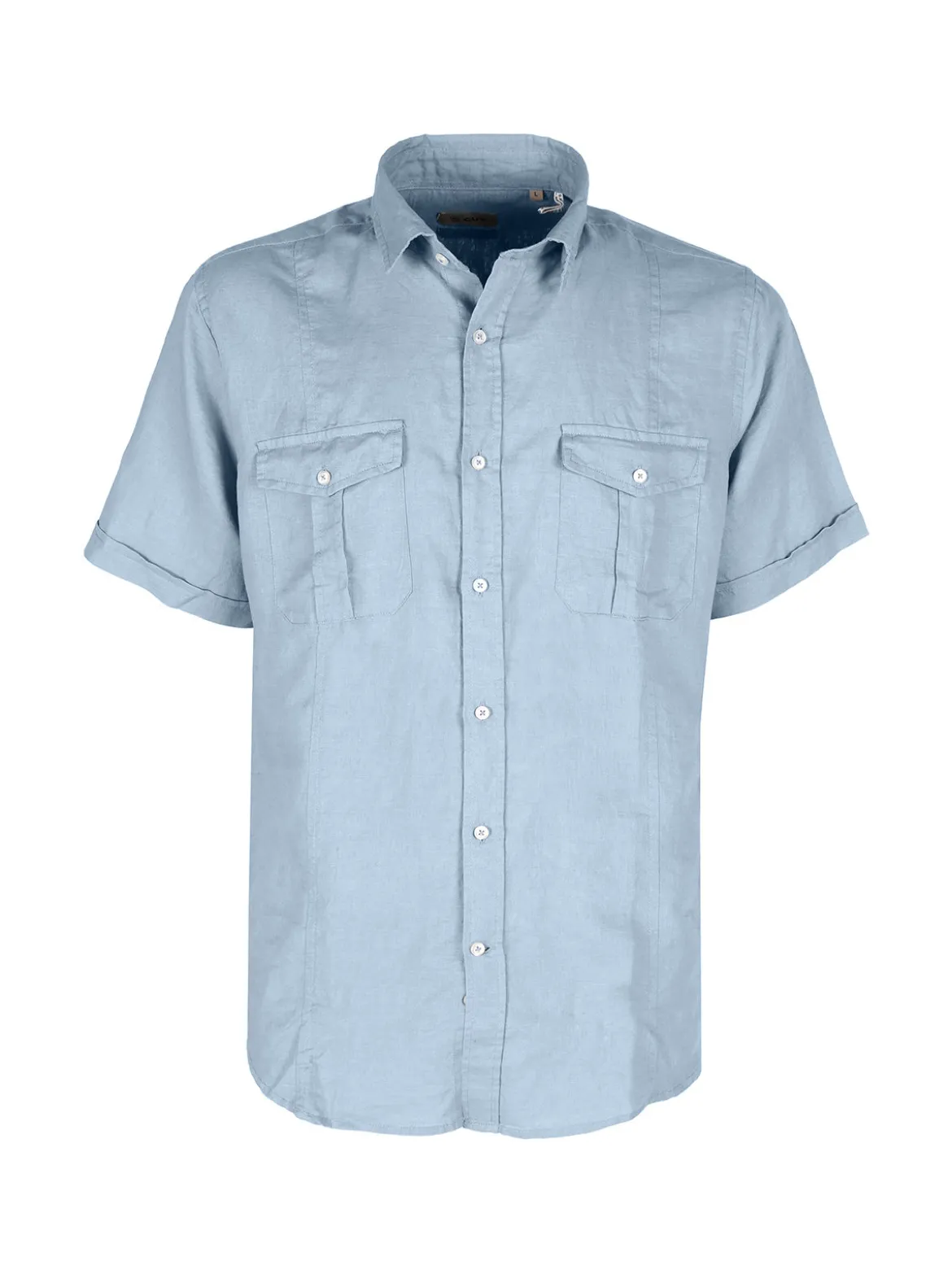 Guy Camicia da uomo misto lino a maniche corte