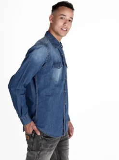 Guy Camicia in jeans da uomo a maniche lunghe