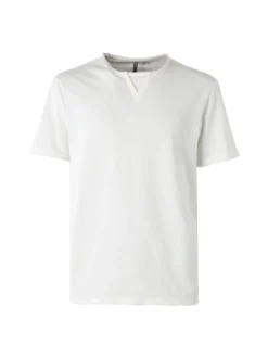 Guy T-shirt da uomo in cotone con bottoncini sullo scollo - bianco